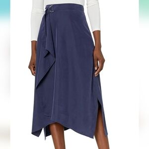 Club Monaco Blue Drape Midi Skirt Size 6